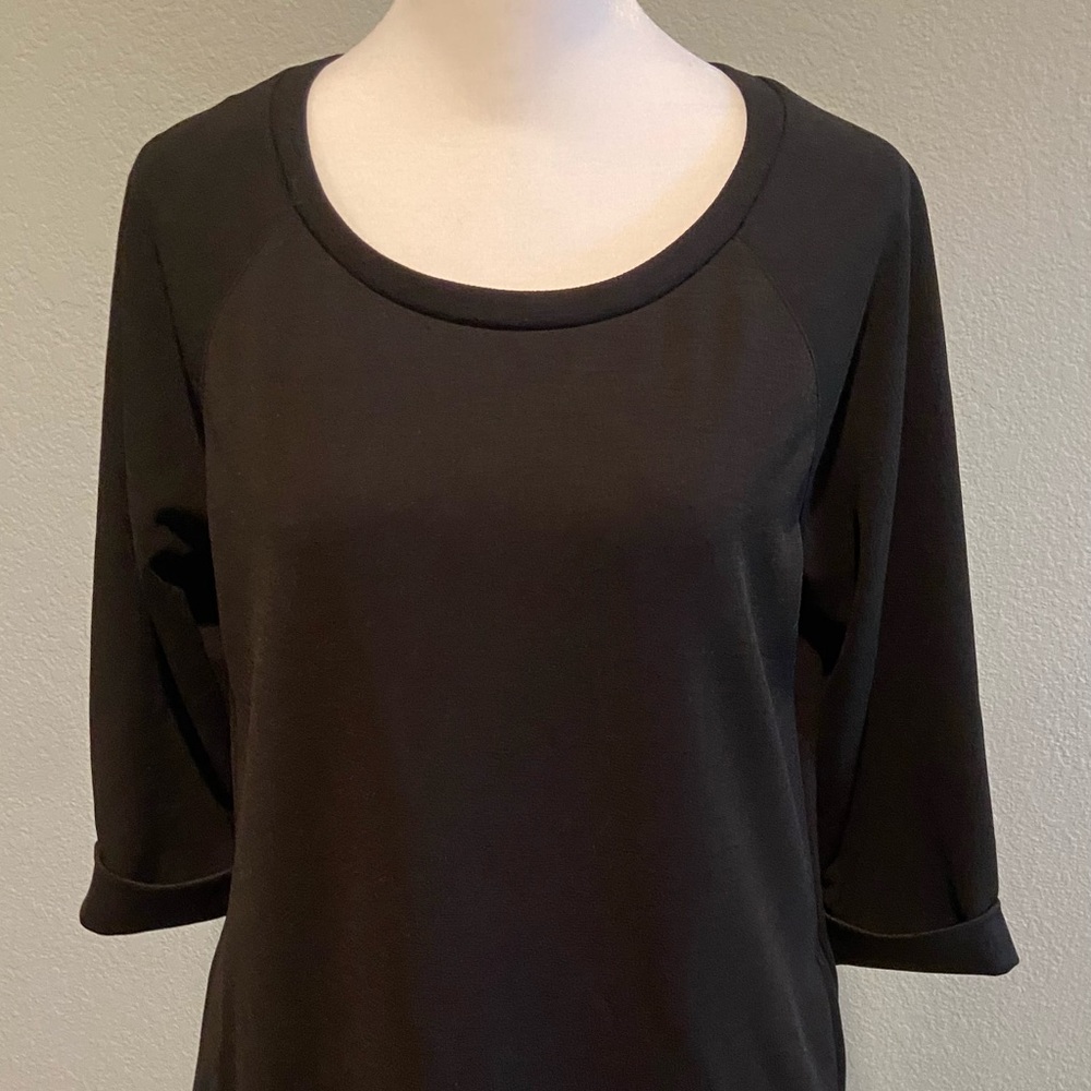 Black Tunic Dress with 3/4 Sleeve & Pockets, Size Medium